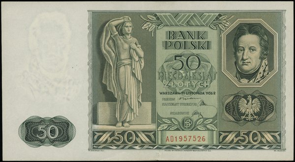 50 złotych 11.11.1936, Jan Henryk Dąbrowski, seria AD, numeracja 1957526
