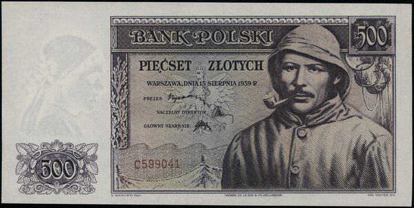 500 złotych 15.08.1939, seria C, numeracja 599041