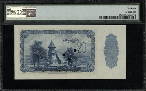 20 złotych 20.08.1939, numeracja 00000