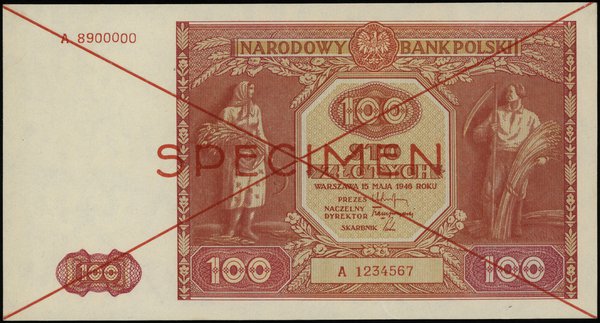 100 złotych 15.05.1946, seria A 1234567 / A 8900