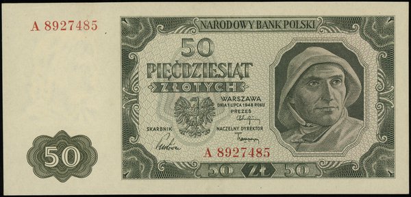 50 złotych 1.07.1948, seria A 8927485