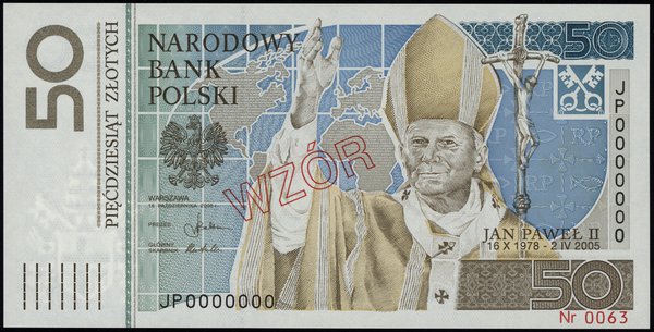 50 złotych 16.10.2006 - Jan Paweł II, seria JP 0