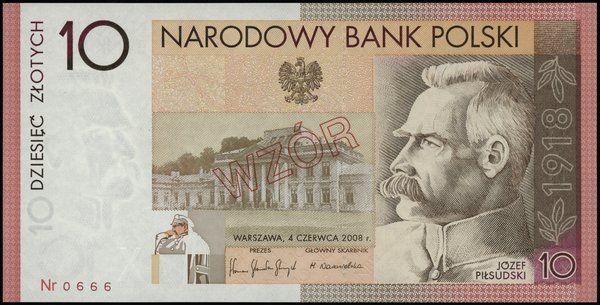 10 złotych 4.06.2008 - Józef Piłsudski - 90. roc