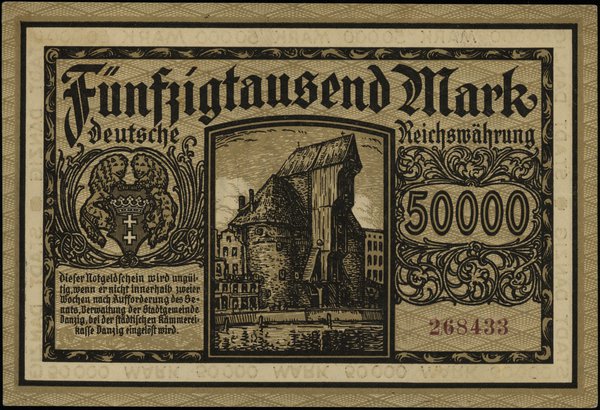 50.000 marek 20.03.1923, druk brązowy, numeracja 368433