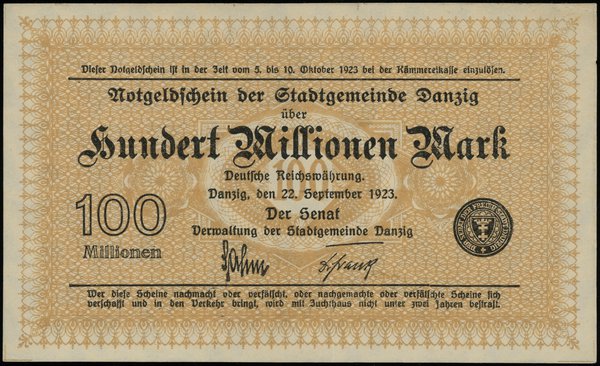 100.000.000 marek 22.09.1923
