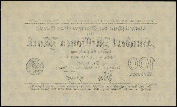 100.000.000 marek 22.09.1923; bez oznaczenia ser