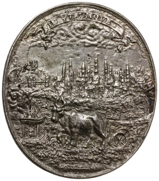 medal pamiątkowy z okazji 10. rocznicy piastowania urzędu biskupa wileńskiego Eustachego Wołłowicza,  1626, autorstwa Jana Engelharta