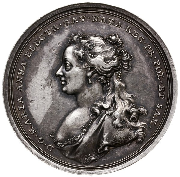 medal na pamiątkę ślubu Maksymiliana III Józefa Wittelsbacha z córką króla Augusta III Marią Anną, bez daty  (1747), autorstwa Franza Andreasa Schega