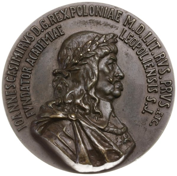 medal na 250-lecie fundacji Uniwersytetu Jana Kazimierza we Lwowie, 1911, projektu Tadeusza Błotnickiego