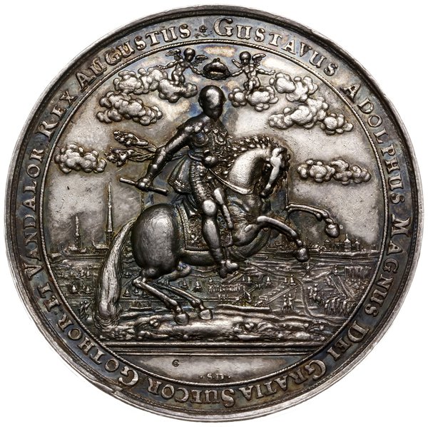medal na pamiątkę 20. rocznicy zajęcia Rygi przez wojska Gustawa Adolfa, 1641, medal projektu  Sebastiana Dadlera