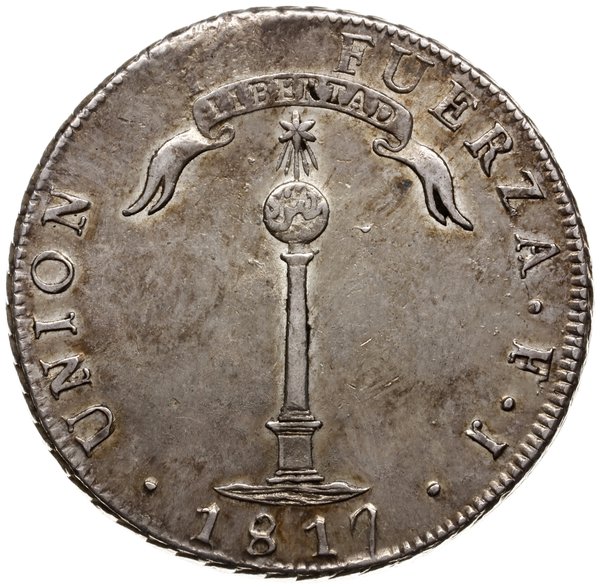 1 peso 1817 / F.J., Santiago; odmiana z literką 