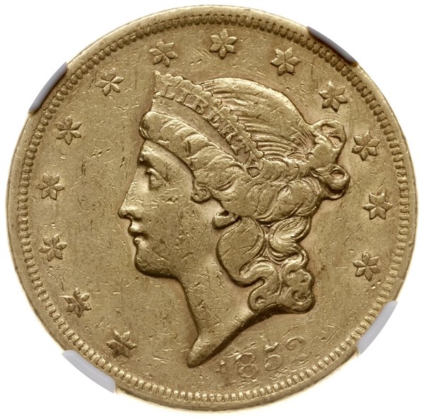 20 dolarów 1852, Filadelfia; typ Liberty Head, b