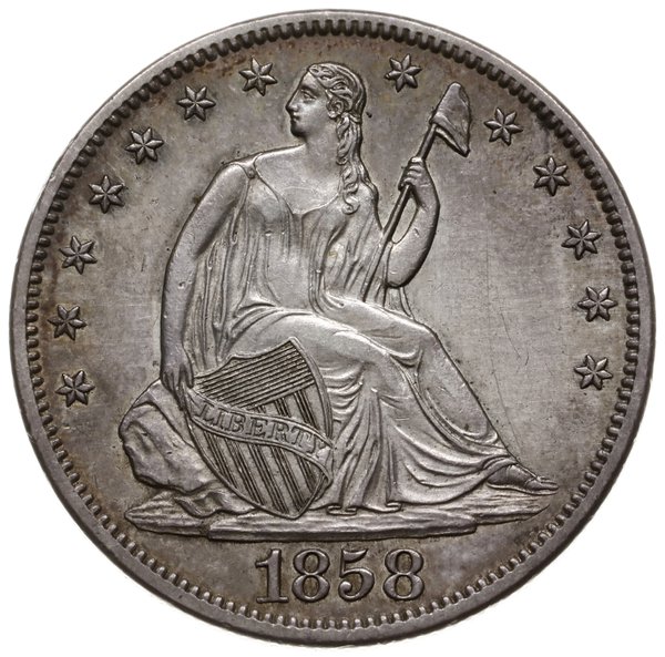 50 centów 1858 S, San Francisco; typ Seated Libe
