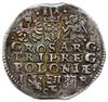 trojak 1596, Poznań; skrócona data dwukrotnie - na awersie na końcu napisu otokowego i na rewersie..