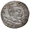 trojak 1596, Wilno; mała głowa króla, data 15 - 96 rozdzielona nominałem III, odmiana z herbem pod..