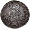 talar 1637, Toruń; Aw: Półpostać króla zwrócona w prawo, w dłoniach trzymającego miecz i jabłko kr..