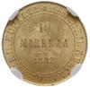 10 marek 1882/ S, Helsinki; Bitkin 229, Fr. 5, Kazakov 580; piękna moneta w pudełku firmy NGC 2366..