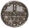 1 fenig 1782 / C, Drezno; Buck 148, Kahnt 1143.1, Schön 228; srebro 2.90 g; wyśmienity egzemplarz ..