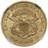 20 dolarów 1857, Filadelfia; typ Liberty Head, bez motto na rewersie; Fr. 169; złoto; bardzo ładna..