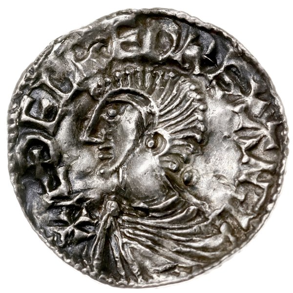 denar typu Long Cross, 997-1003, mennica Exeter, mincerz Carla