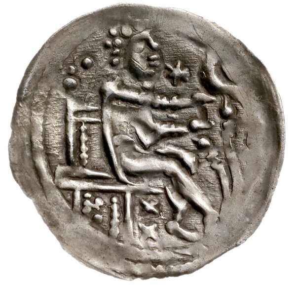 półbrakteat, I poł. XIII w.; Aw: Książę siedzący