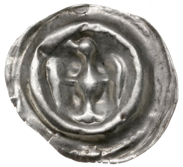brakteat, XIII w.; orzeł na wprost z głową skier