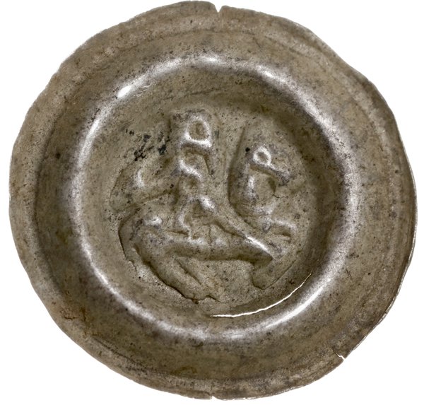brakteat, II poł XIII w.; Jeździec na koniu w pr