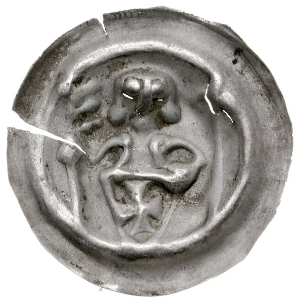 brakteat, ok. 1247–1258; Długowłosa postać rycer