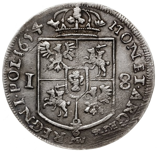 ort, 1654, Wschowa; pod tarczą herbową herb Wien