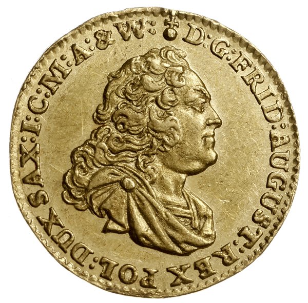 dukat 1750, Drezno; Aw: Popiersie króla w zbroi 