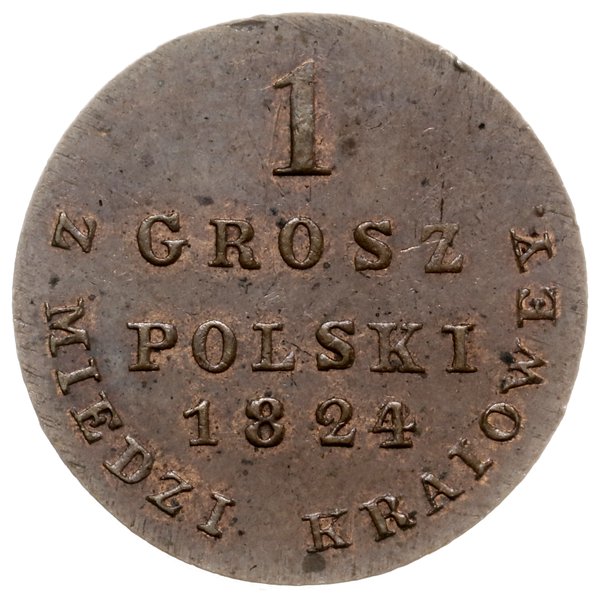 1 grosz polski z miedzi krajowej 1824, Warszawa