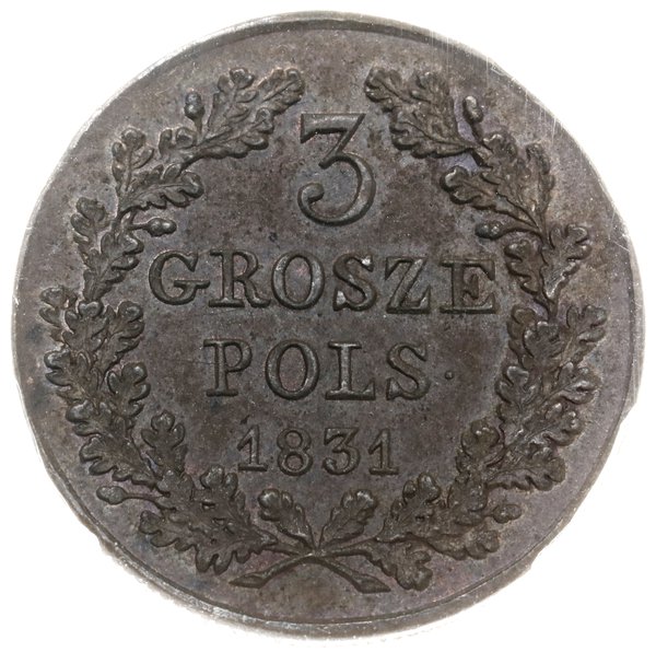 3 grosze polskie 1831, Warszawa; odmiana z prost