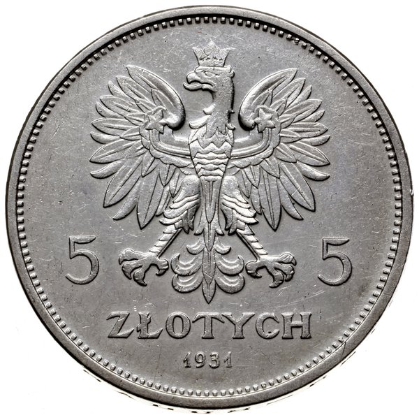 5 złotych 1931, Warszawa; Nike; Parchimowicz 114