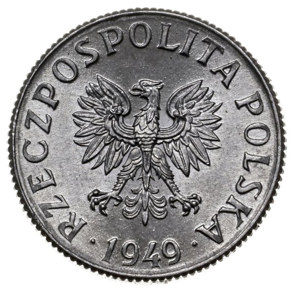 2 grosze 1949, Warszawa; nominał 2, wklęsły napi