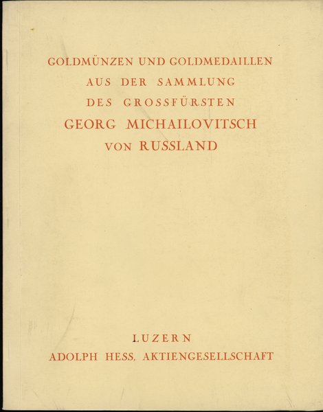 Adolph Hess AG, Auktions-Katalog – Goldmünzen un