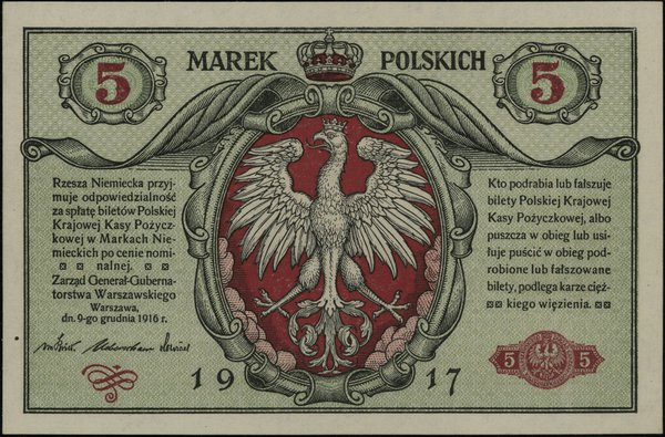 5 marek polskich 9.12.1916; “Generał”, seria B, 