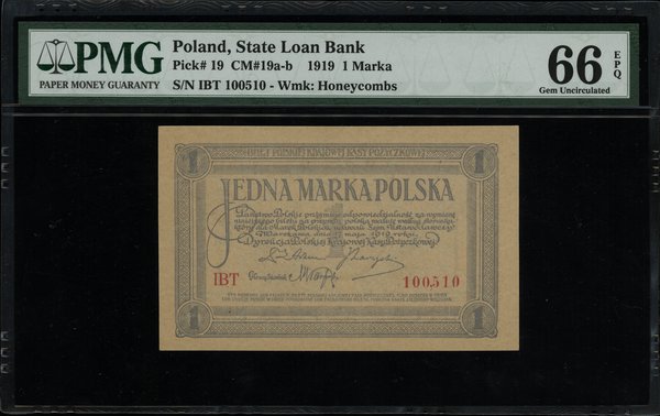 1 marka polska 17.05.1919; seria IBT, numeracja 