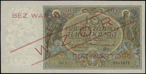 10 złotych 20.07.1926; seria V, numeracja 024567