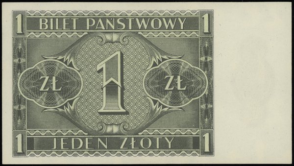 1 złoty 1.10.1938; seria J, numeracja 4957433; L