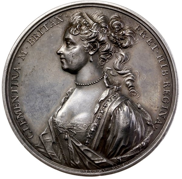 medal wybity na pamiątkę ucieczki księżniczki Klementyny z zamku Ambras nad Innem (Innsbruck) do Rzymu,  1719, Rzym, autorstwa Otto Hameraniego