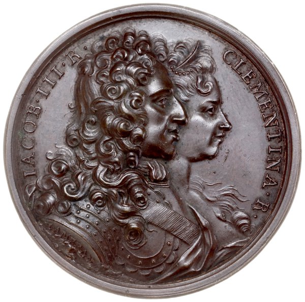 medal wybity na pamiątkę zaślubin księżniczki Klementyny z Jakubem Stuartem, 1719, autorstwa  Otto Hameraniego