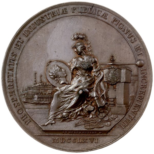 medal upamiętniający reformę monetarną, 1766, Warszawa, autorstwa Jana Filipa Holzhaeussera