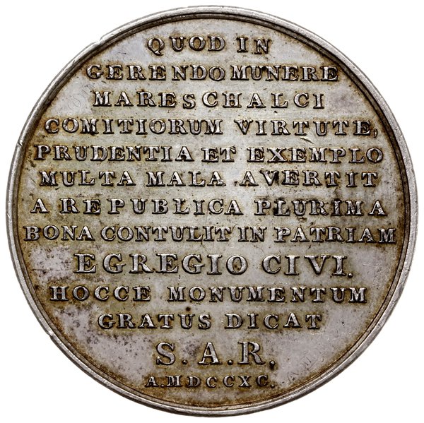 medal dla Stanisława Małachowskiego, 1790, Warsz