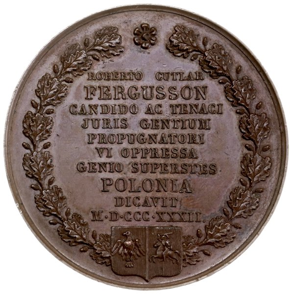 medal pamiątkowy - Robert Cutlar Fergusson, 1832, Paryż (?), projektu Władysława Oleszczyńskiego
