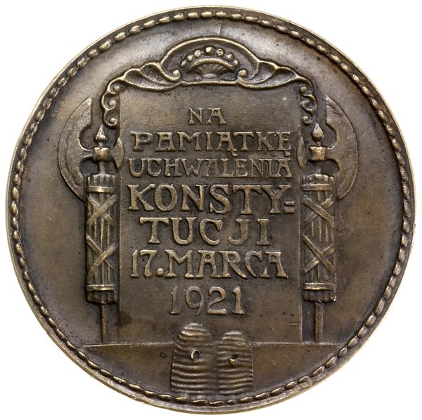 medal na pamiątkę uchwalenia Konstytucji Marcowej, 1921, Warszawa, projektu Jana Raszki