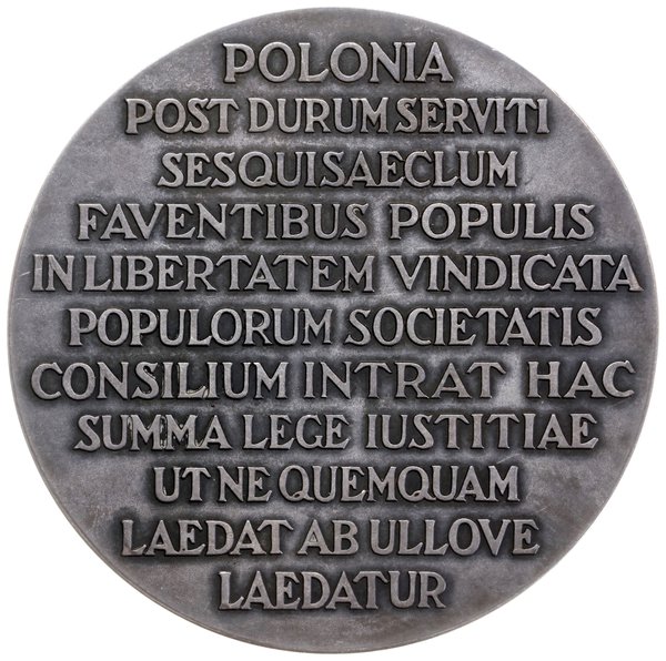 medal na pamiątkę przyjęcia Polski do Ligi Narodów, 1926, Warszawa, projektu Józefa Aumillera