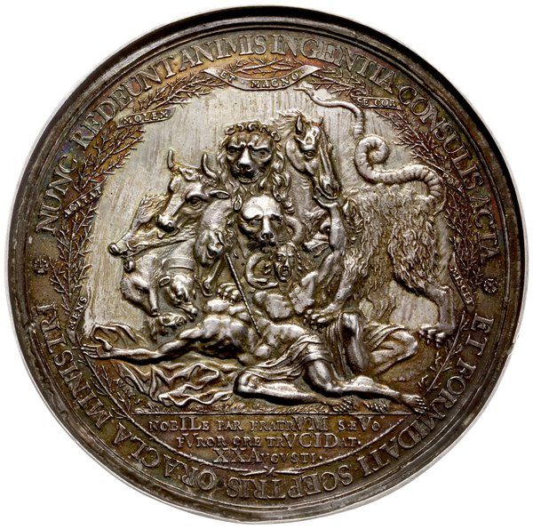 medal wybity w celu upamiętnienia morderstwa braci de Witt, 1672, autorstwa Pierre’a Aury’ego