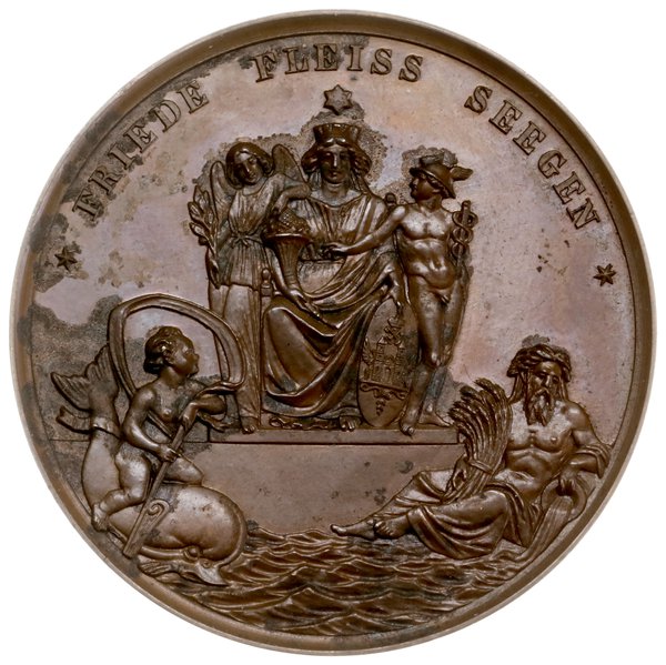 medal wybity na pamiątkę otwarcia nowego budynku giełdy w Rydze, 1856, projektu Friedricha Wilhelma  Kullricha i G. Loosa