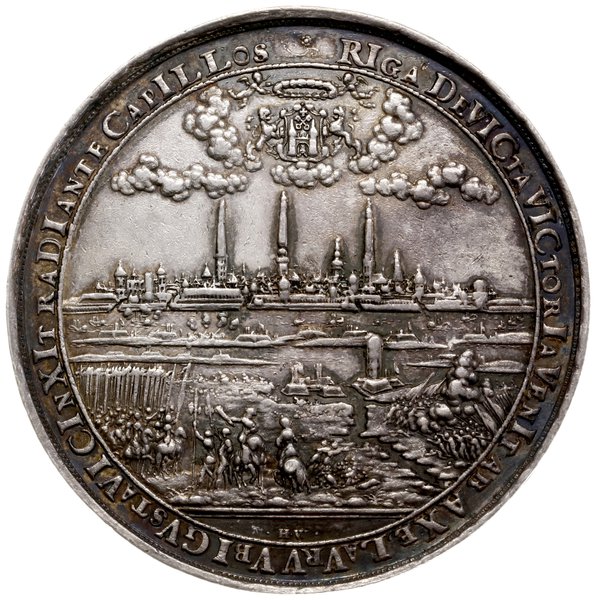 medal na pamiątkę 20. rocznicy zajęcia Rygi przez wojska Gustawa Adolfa, 1641, Ryga, autorstwa  Sebastiana Dadlera