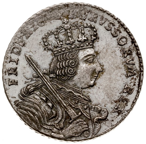 ort (18 groszy), 1755 E, mennica Królewiec; odmi